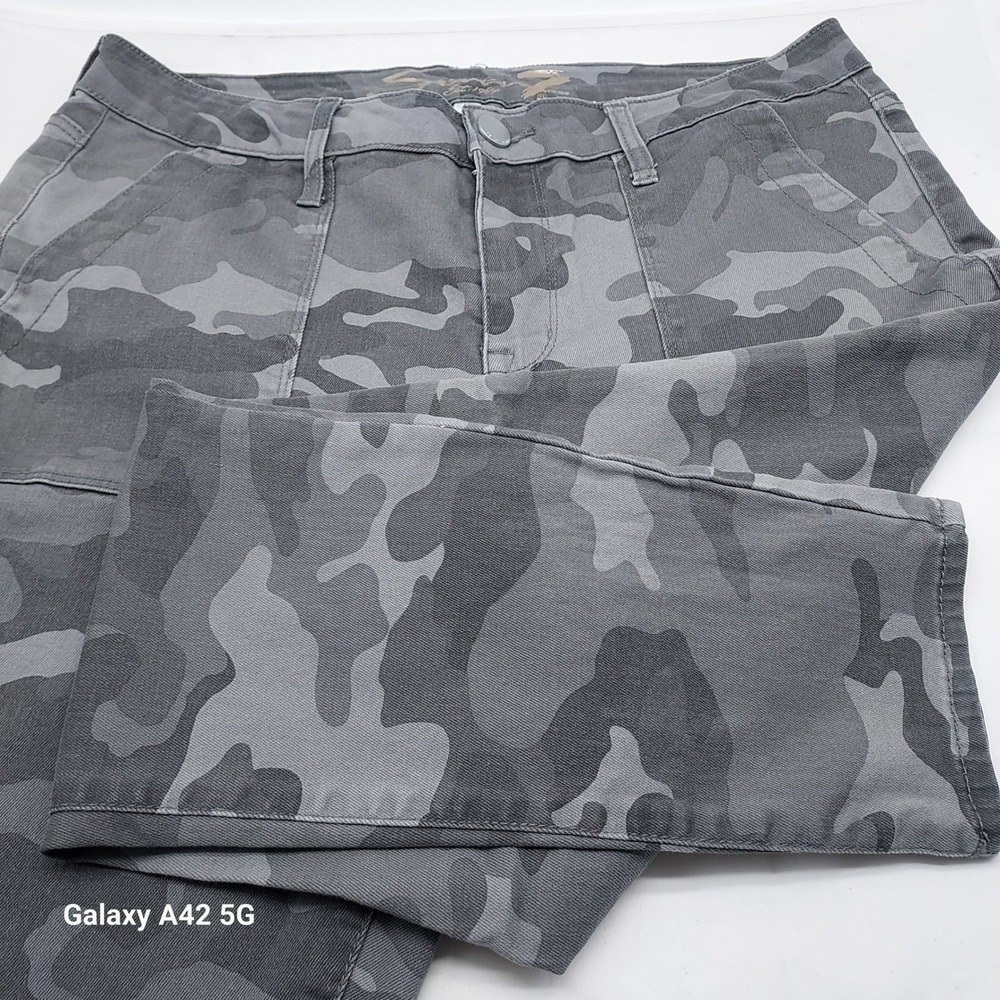 Seven7 Utility Ankle Skinny Pants Womens 12 Concrete Camo Grey Camouflage MY1709